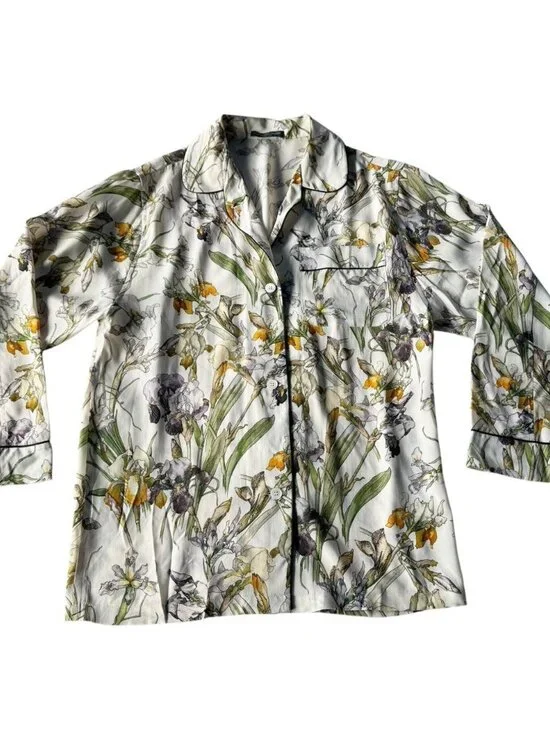 Alexander McQueen Woman's Sz 38 US Sz 2 Meadow Floral Print 100% Silk Pajama Top - Picture 13 of 13